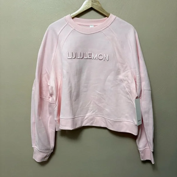 Lululemon Scuba Oversized Pullover Wordmark Strawberry Milkshake Pink XL/XXL - Picture 7 of 14
